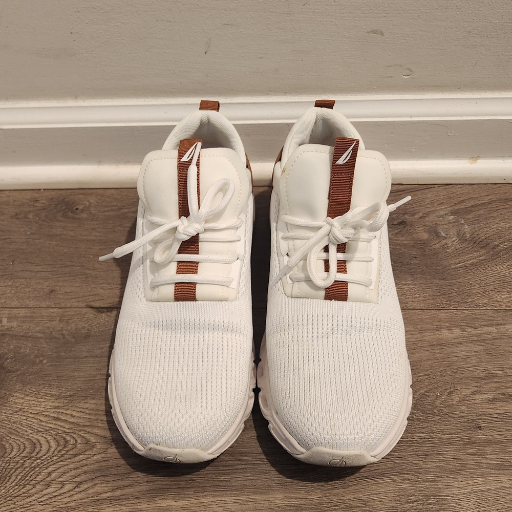 White and Brown Nautica Sneakers